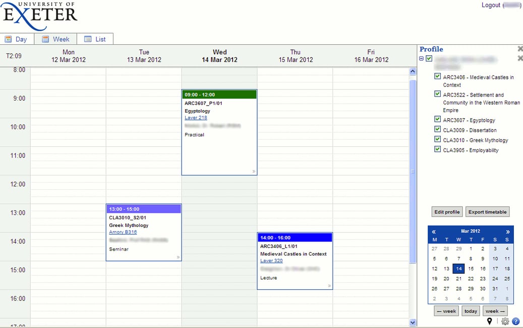 Mytimetable University of Exeter launches MyTimetable